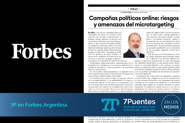 Campañas políticas online y microtargeting: 7P en Forbes Argentina.